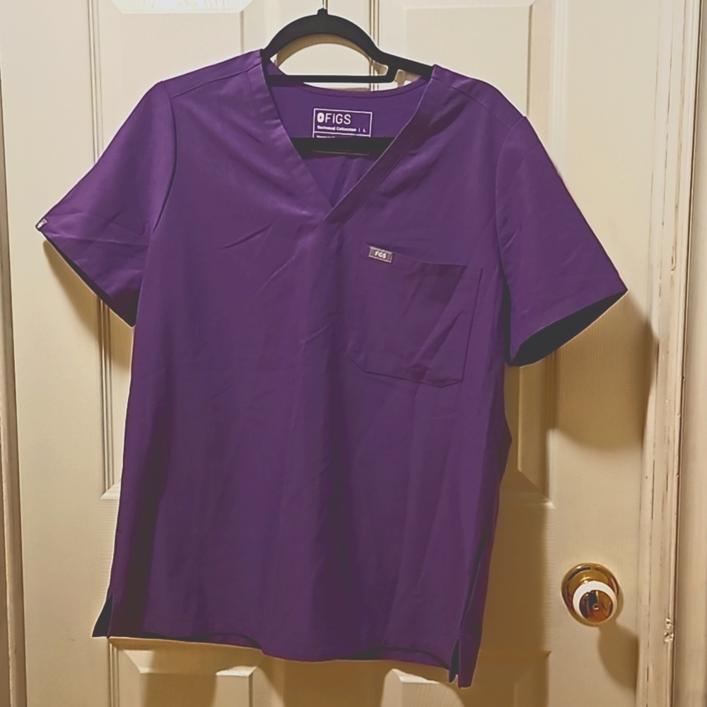 Figs purple one pocker scrub top